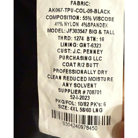 J. Ferrar 360 Big and Tall Stretch Knit Sport Coat - Black - 4XL 58/60 Long - Picture 7 of 7